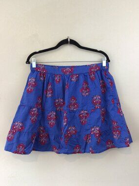 J Crew Blue Floral Print Casual Skirt
